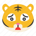 animal, disappointed, emoji, expression, sad, tiger, wild