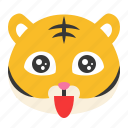 animal, emoji, expression, happy, surprise, tiger, wild