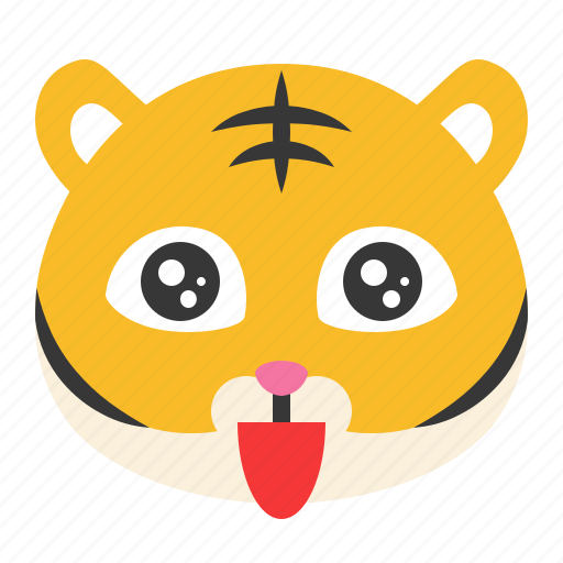 Animal, emoji, expression, happy, surprise, tiger, wild icon - Download on Iconfinder