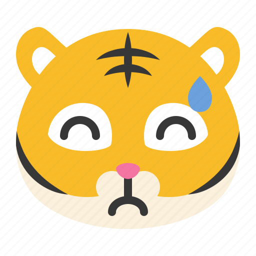 Animal, downcast, emoji, expression, sweat, tiger, wild icon - Download on Iconfinder