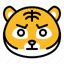 angry, animal, emoji, irate, tiger