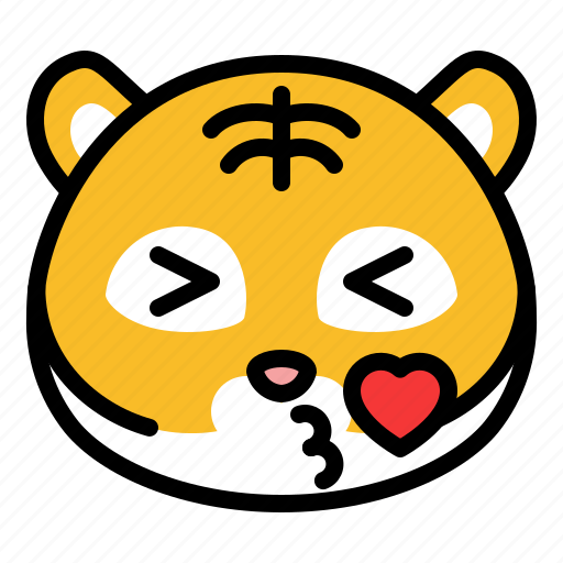 Emoji, emoticon, heart, kiss, love, tiger icon - Download on Iconfinder