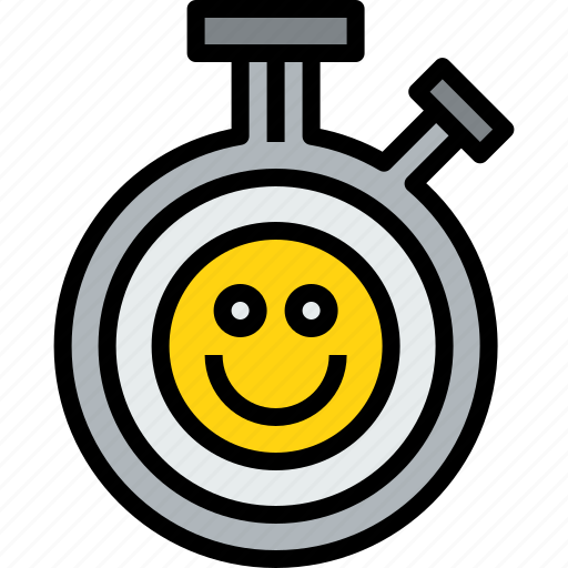 Chronometer, clock, happy, hour, minute, time icon - Download on Iconfinder