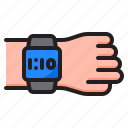smartwatch, hand, watch, time, digital