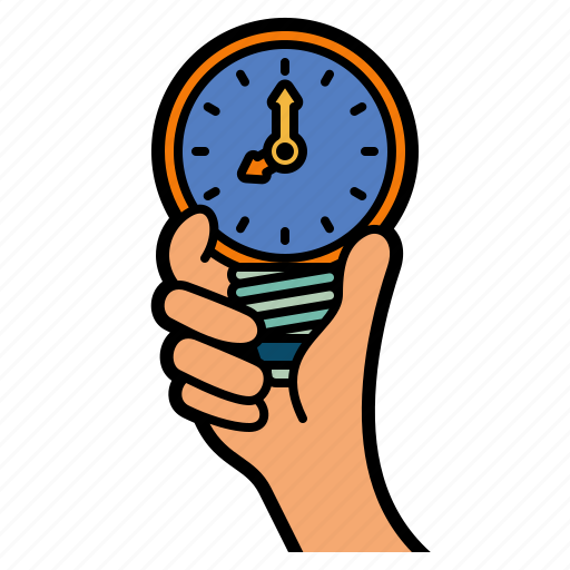 Time, idea, hand, bulb, menagement, clock, light icon - Download on Iconfinder