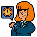 businesswoman, time, date, menagement, worker, professions, avatar