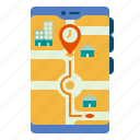 pin, destination, clock, city, smartphone, location, map