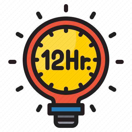 12hour, lightbulb, time, management, clock icon - Download on Iconfinder