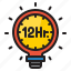 12hour, lightbulb, time, management, clock 