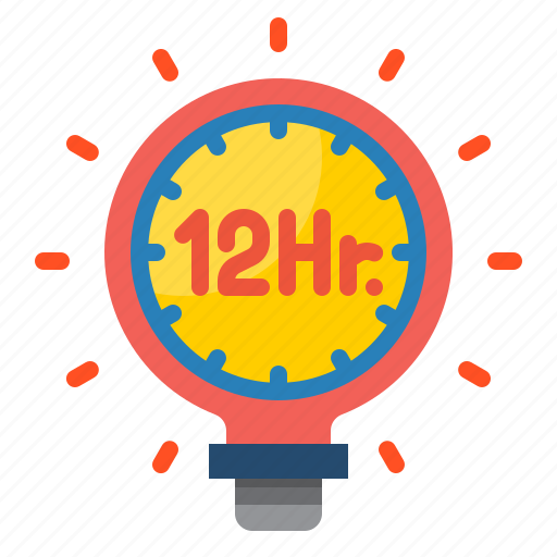 12hour, lightbulb, time, management, clock icon - Download on Iconfinder