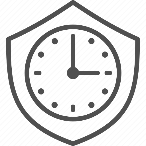 Clock, line, security, shield, time, timer, watch icon - Download on Iconfinder
