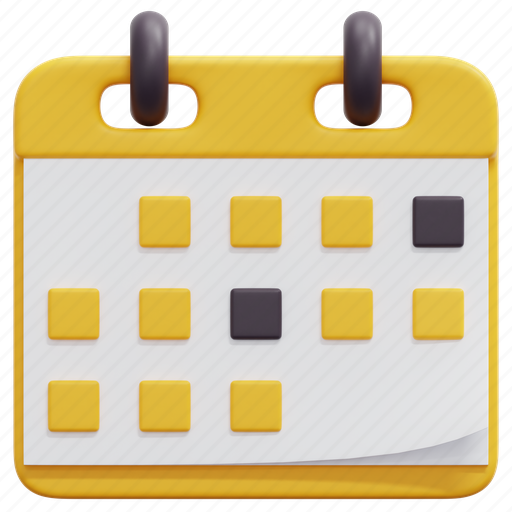 Calendar, time, date, schedule, administration, organization, 3d 3D illustration - Download on Iconfinder