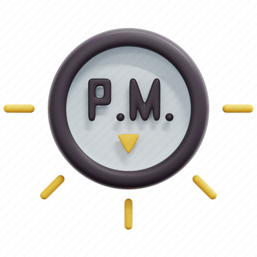Pm, time, date, night, clock, 3d 3D illustration - Download on Iconfinder