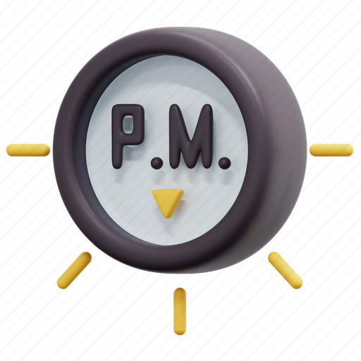 Pm, time, date, clock, night, 3d icon - Download on Iconfinder