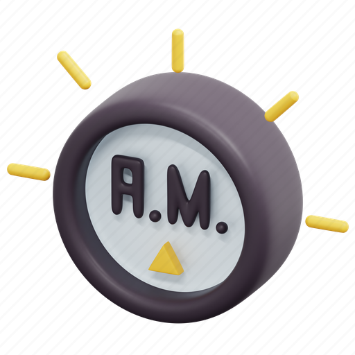Am, time, morning, date, clock, 3d icon - Download on Iconfinder