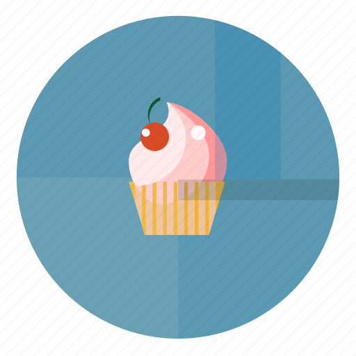 Blue, cherry, cupcake, blue pink, bakery, sweet, bake icon - Download on Iconfinder