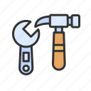 wrench and hammer, wrench, hammer, construction, tools, labour-day, service, labor