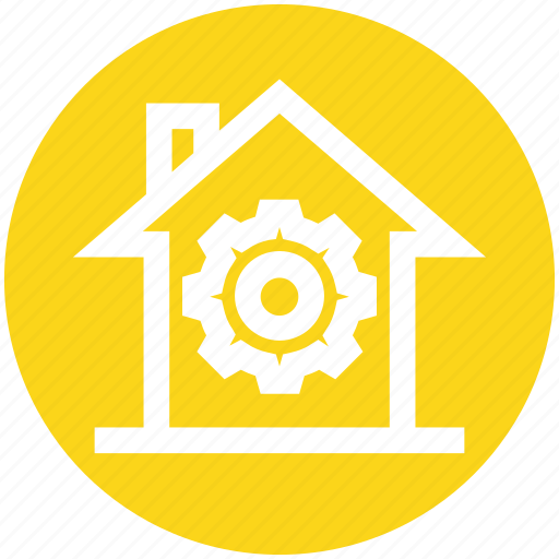 Building, construction, gear, home, house, hut, real estate icon - Download on Iconfinder