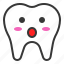 emoji, emoticon, face, surprise, tooth 