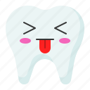 emoji, emoticon, face, tongue, tooth