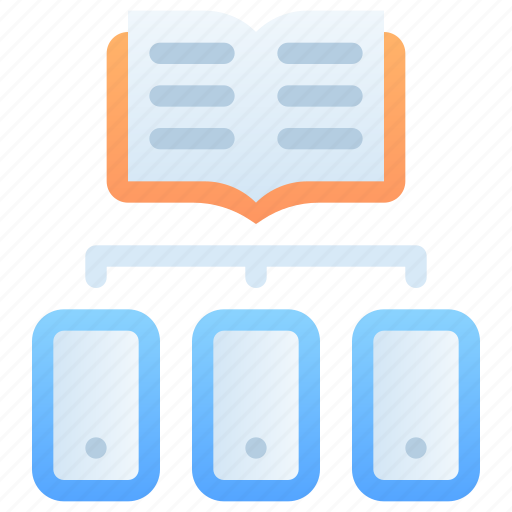 Learning access, server, book, sharing, mobile phone, e-learning, education icon - Download on Iconfinder