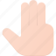 click, finger, gesture, hand, point, three, touch 