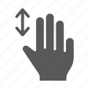 finger, gesture, hand, scroll, three, touch, vertical