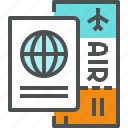 air, airline, airplane, document, passport, ticket, tourist, travel