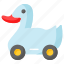duck, toy, wheel, animal, plaything, baby, duckling 