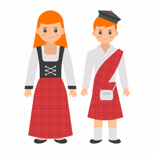 Traditional dress, scotish, male, female, kilt, woman icon - Download on Iconfinder