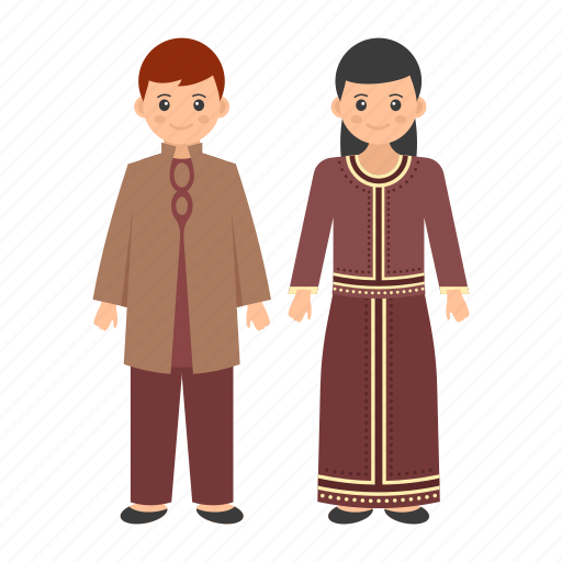 Traditional dress, singapore people, man, woman, female, baju kurung icon - Download on Iconfinder