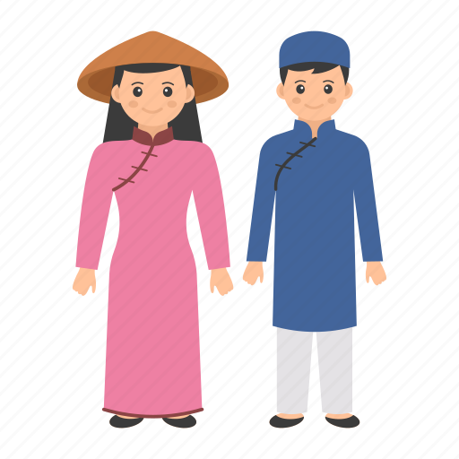 Traditional dress, vietnam, people, male, man, female, ao dai icon - Download on Iconfinder