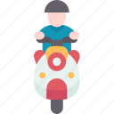 motorcycle, scooter, riding, city, transportation