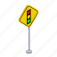 arrow, road, traffic light, traffic sign, transportation, turn, warning 