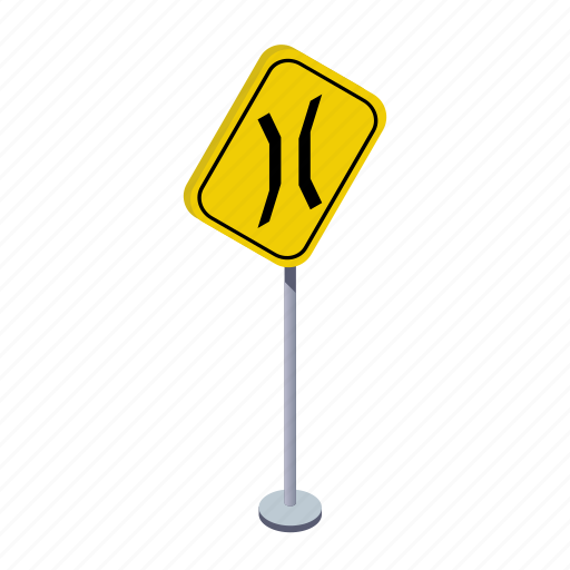 Arrow, bridge, lane, road, traffic sign, transportation, warning icon - Download on Iconfinder