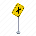 arrow, crossroads, road, traffic sign, transportation, turn, warning