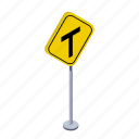 arrow, left, right, road, traffic sign, turn, warning