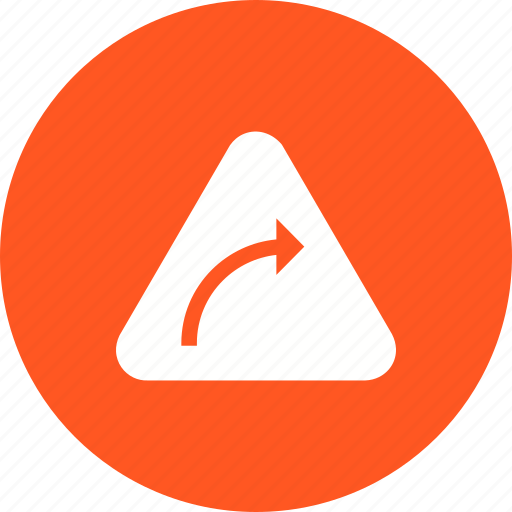 Arrow, curve, hazard, highway, right\, safety, sign icon - Download on Iconfinder