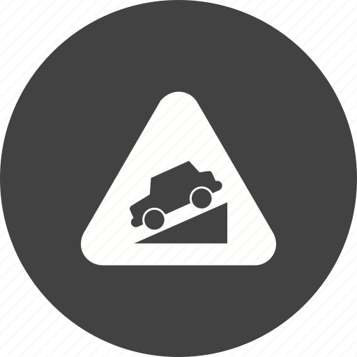 Arrow, down, downward, hill, slope, traffic, warning icon - Download on Iconfinder