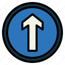 ahead, only, signaling, road, sign, arrow, traffic sign