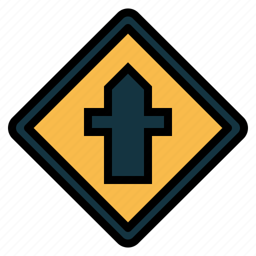 Crossroads, ahead, signaling, road, sign, notice, traffic sign icon - Download on Iconfinder