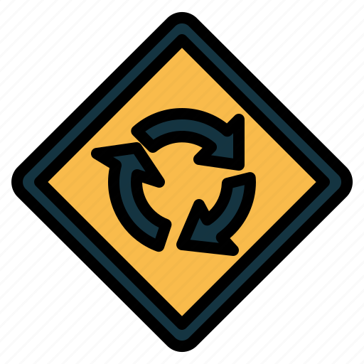 Roundabout, signaling, road, sign, notice, traffic sign icon - Download on Iconfinder