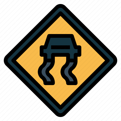 Slippery, road, signaling, sign, notice, traffic sign icon - Download on Iconfinder