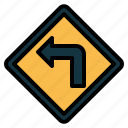 turn, left, signaling, road, arrow, traffic sign