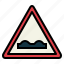 uneven, road, traffic, signaling, sign, notice, traffic sign 
