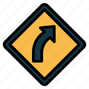 right, curve, signaling, road, sign, arrow, traffic sign
