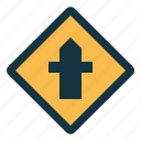 crossroads, ahead, signaling, road, sign, notice, traffic sign