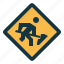 signaling, sign, notice, traffic sign, road work 