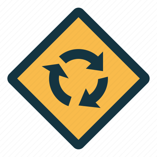 Roundabout, signaling, road, sign, notice, traffic sign icon - Download on Iconfinder