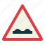 uneven, road, signaling, sign, notice, traffic sign 